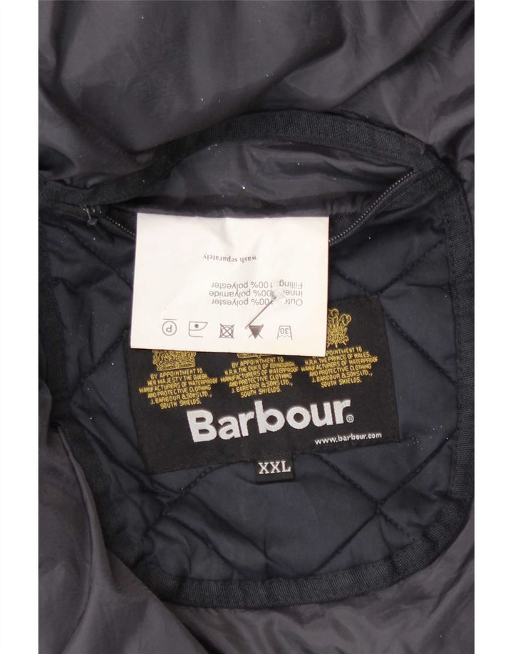 Barbour Mens Quilted Jacket UK 44 2XL Navy Blue Polyester