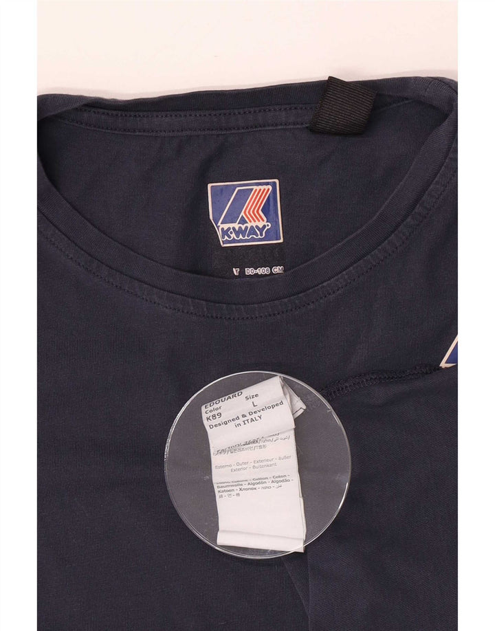 K-Way Mens T-Shirt Top Large Navy Blue Cotton
