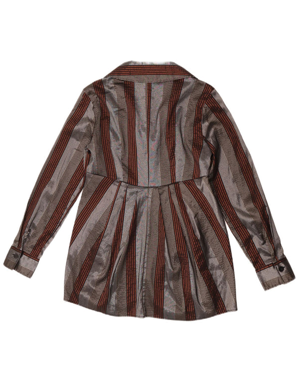 Naracamicie Womens Longline Shirt Blouse UK 12 Medium Grey Striped