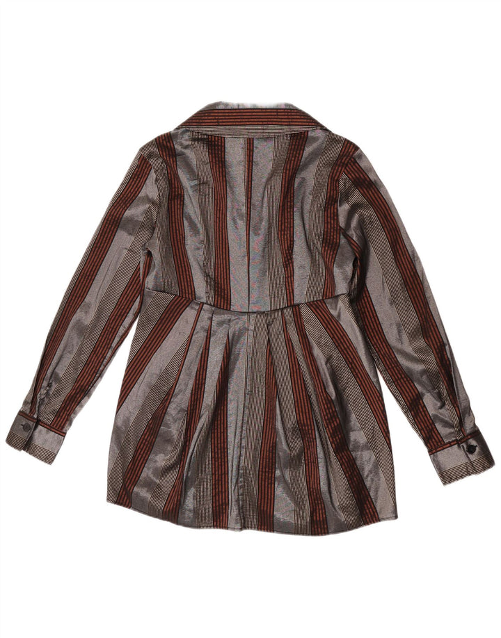 Naracamicie Womens Longline Shirt Blouse UK 12 Medium Grey Striped