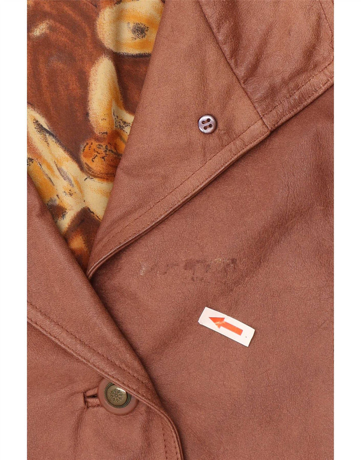 Vintage Womens Oversized Leather Coat EU 38 Medium Brown Leather