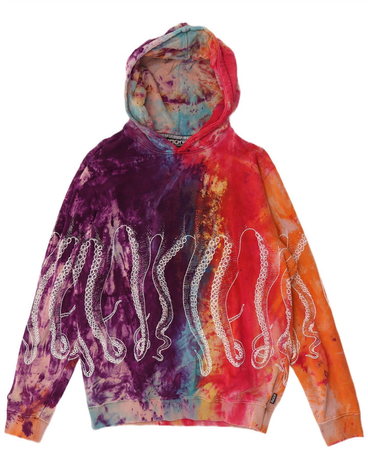 Octopus Mens Graphic Hoodie Jumper Large Multicoloured Tie Dye