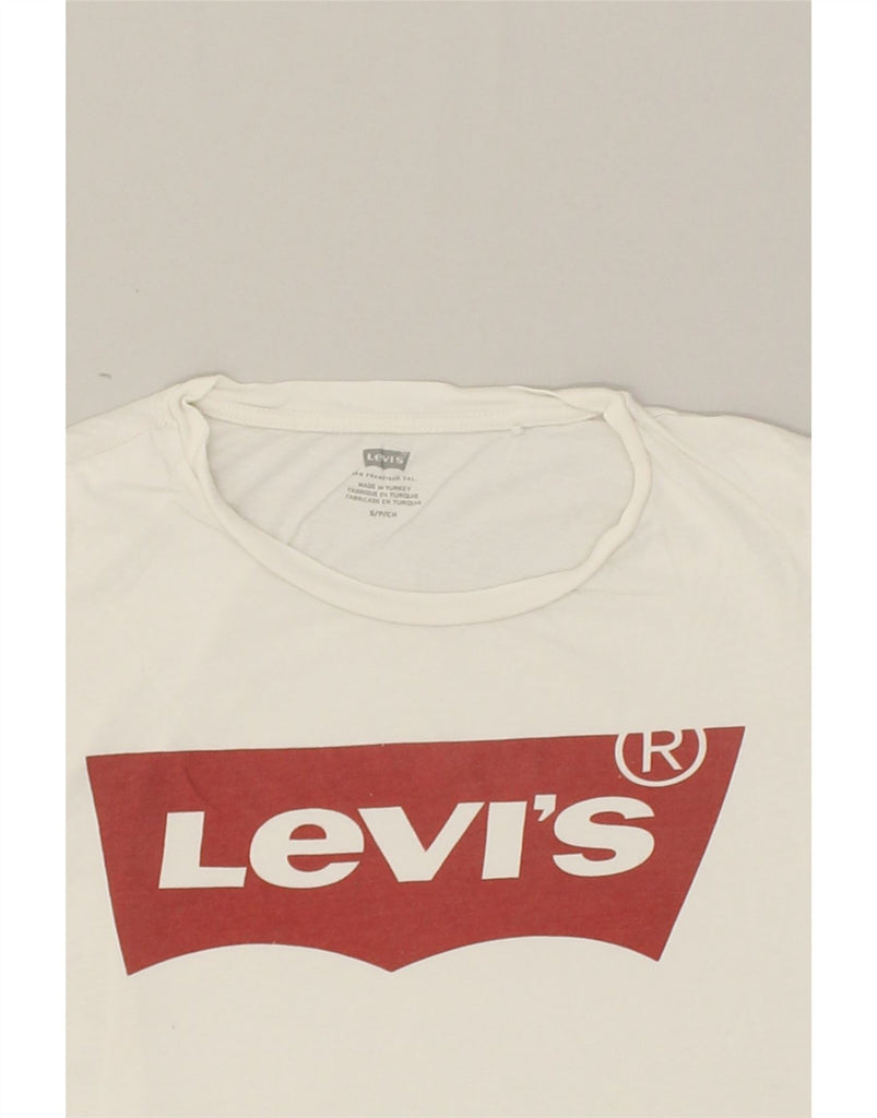 LEVI'S Womens Graphic T-Shirt Top UK 12 Small White Cotton | Vintage Levi's | Thrift | Second-Hand Levi's | Used Clothing | Messina Hembry 