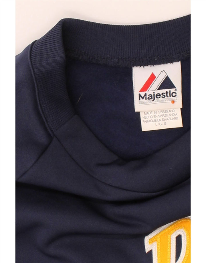 MAJESTIC Mens Grant Fit Graphic Sweatshirt Jumper Large Navy Blue Vintage Majestic and Second-Hand Majestic from Messina Hembry 
