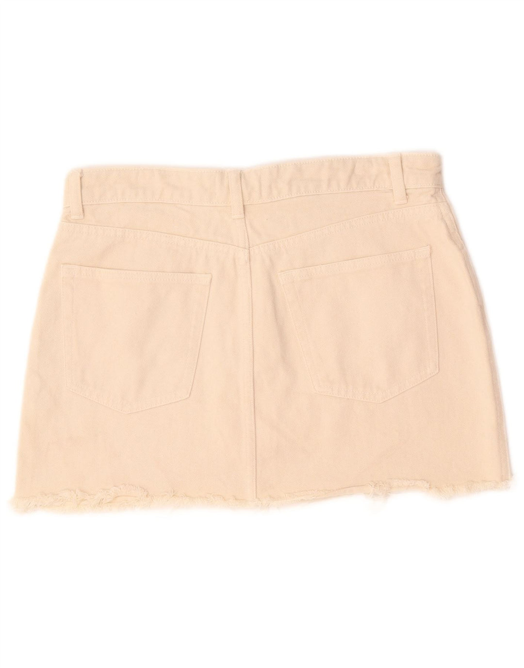 Zara Womens Mini Denim Skirt Large W30  Beige Cotton