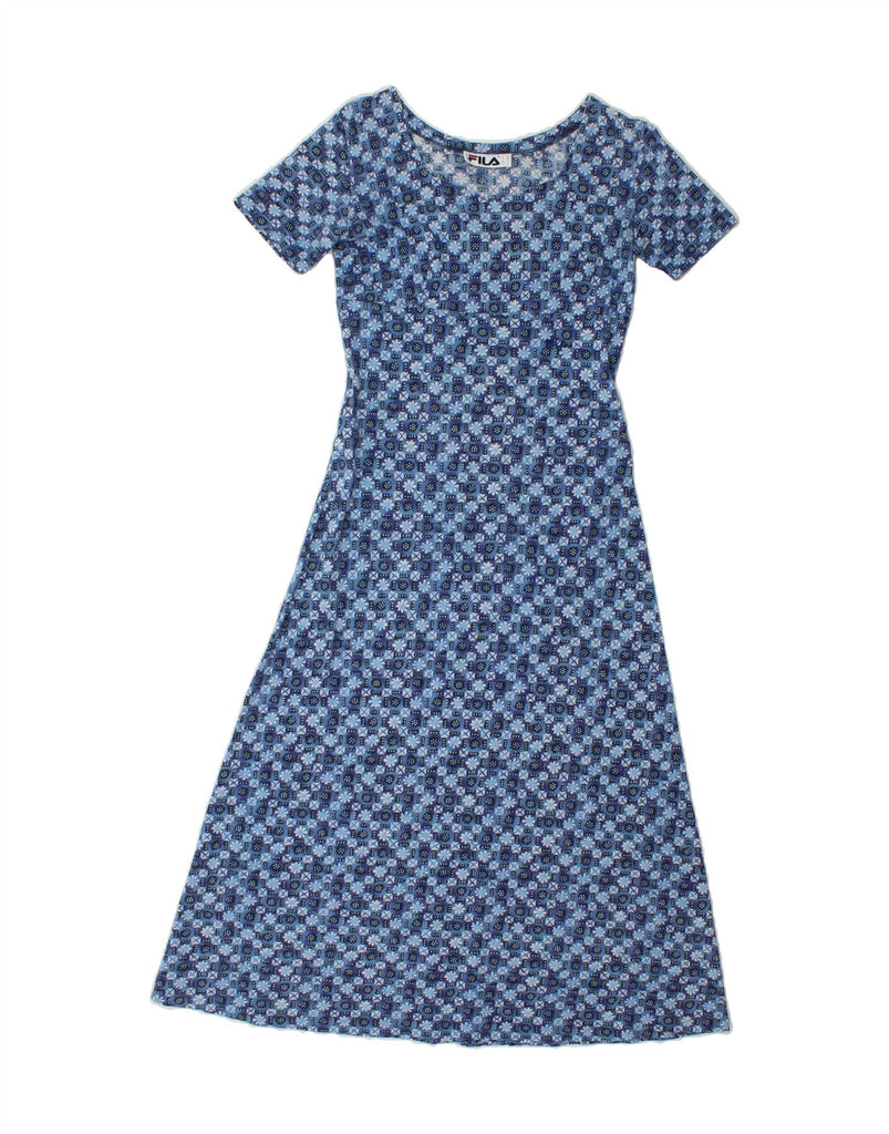 FILA Womens A-Line Dress US 8 Medium Blue Floral Vintage Fila and Second-Hand Fila from Messina Hembry 