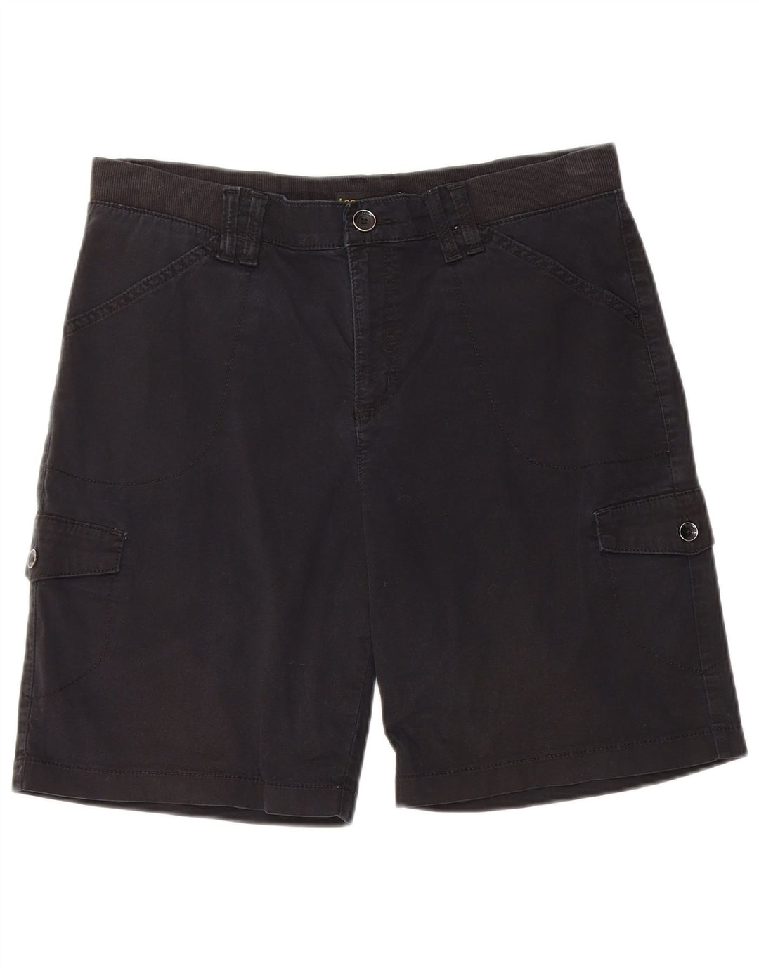 LEE Womens Mid Rise Relaxed Fit Cargo Shorts W34 Large Black