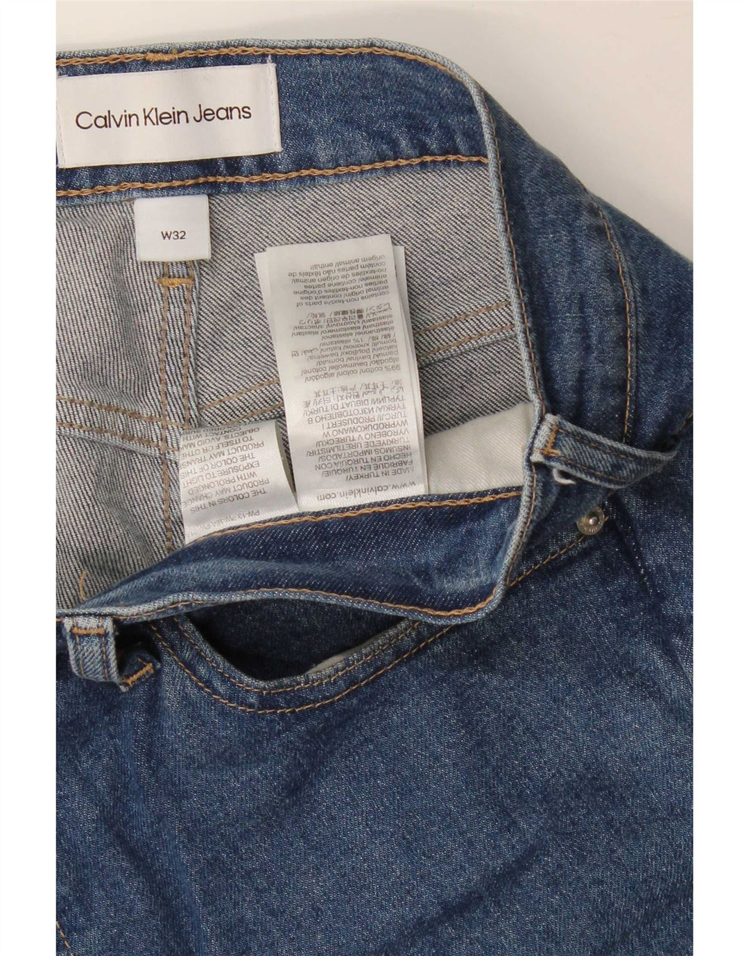 Calvin Klein Mens Cropped Jeans W32 L25 Blue Cotton