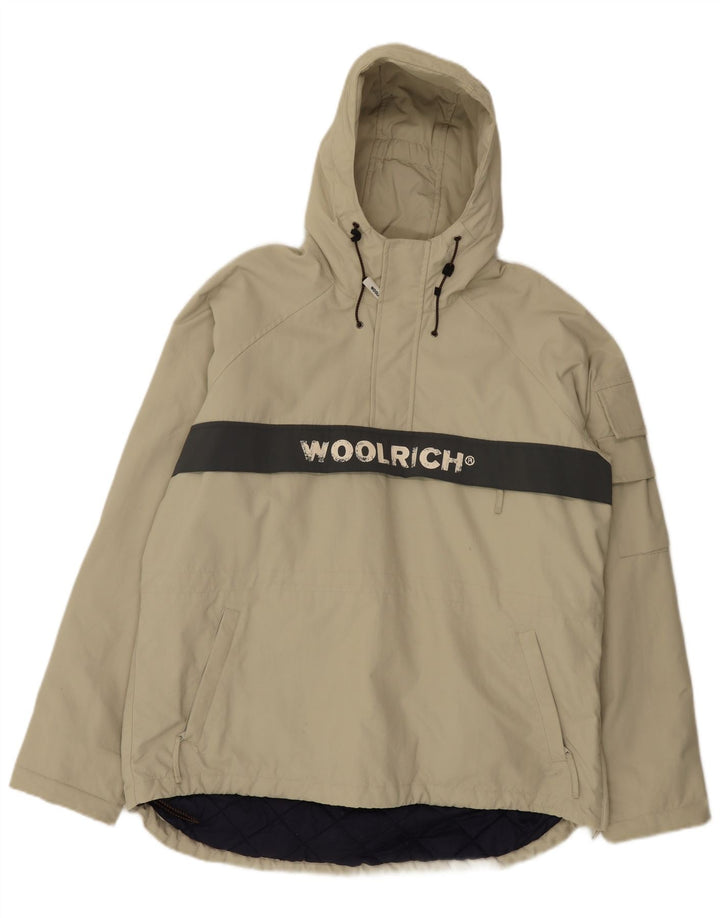 Woolrich Mens Hooded Anorak Jacket UK 38 Medium Khaki Colourblock