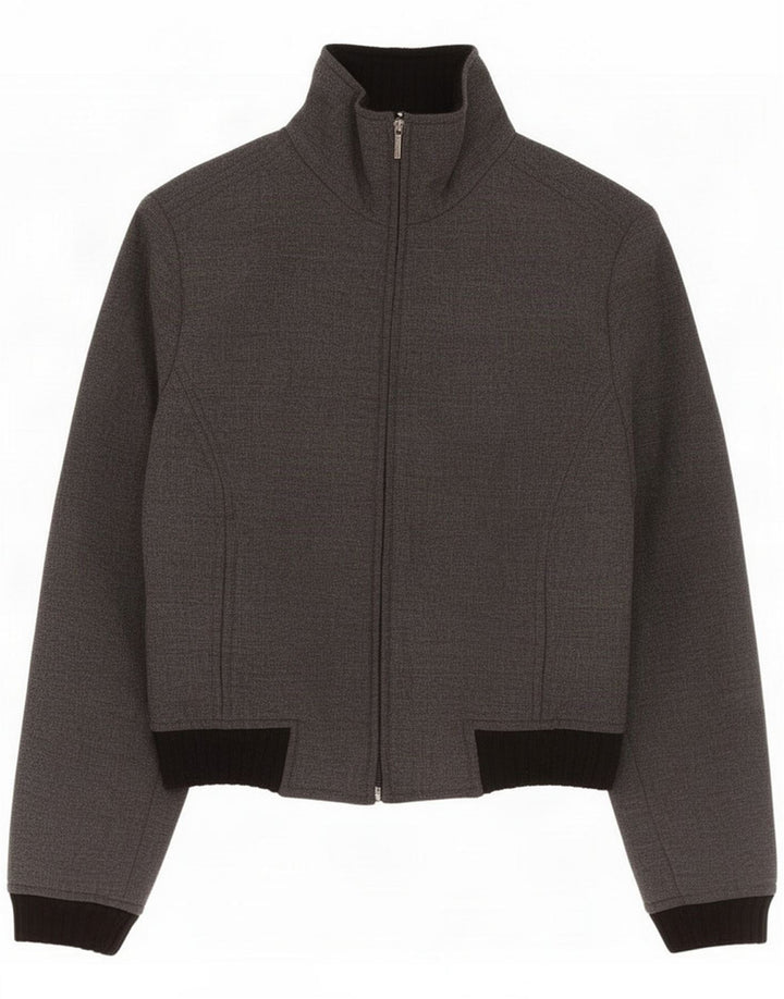 Trussardi Jeans Womens Bomber Jacket IT 42 Medium Grey Colourblock