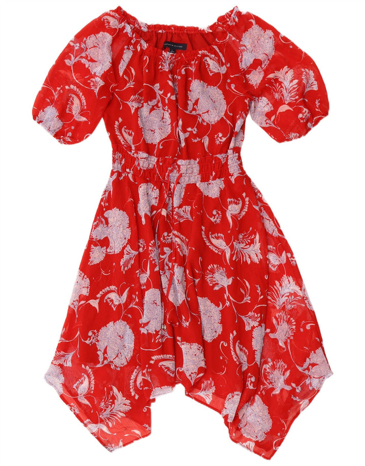 Tommy Hilfiger Womens Asymmetrical Dress US 8 Medium Red Floral