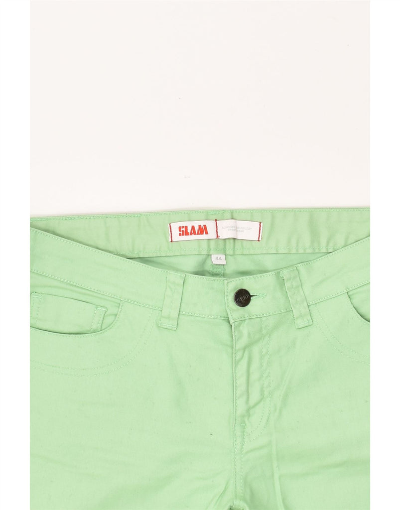 SLAM Womens Slim Casual Trousers IT 44 Medium W30 L28  Green Cotton | Vintage Slam | Thrift | Second-Hand Slam | Used Clothing | Messina Hembry 