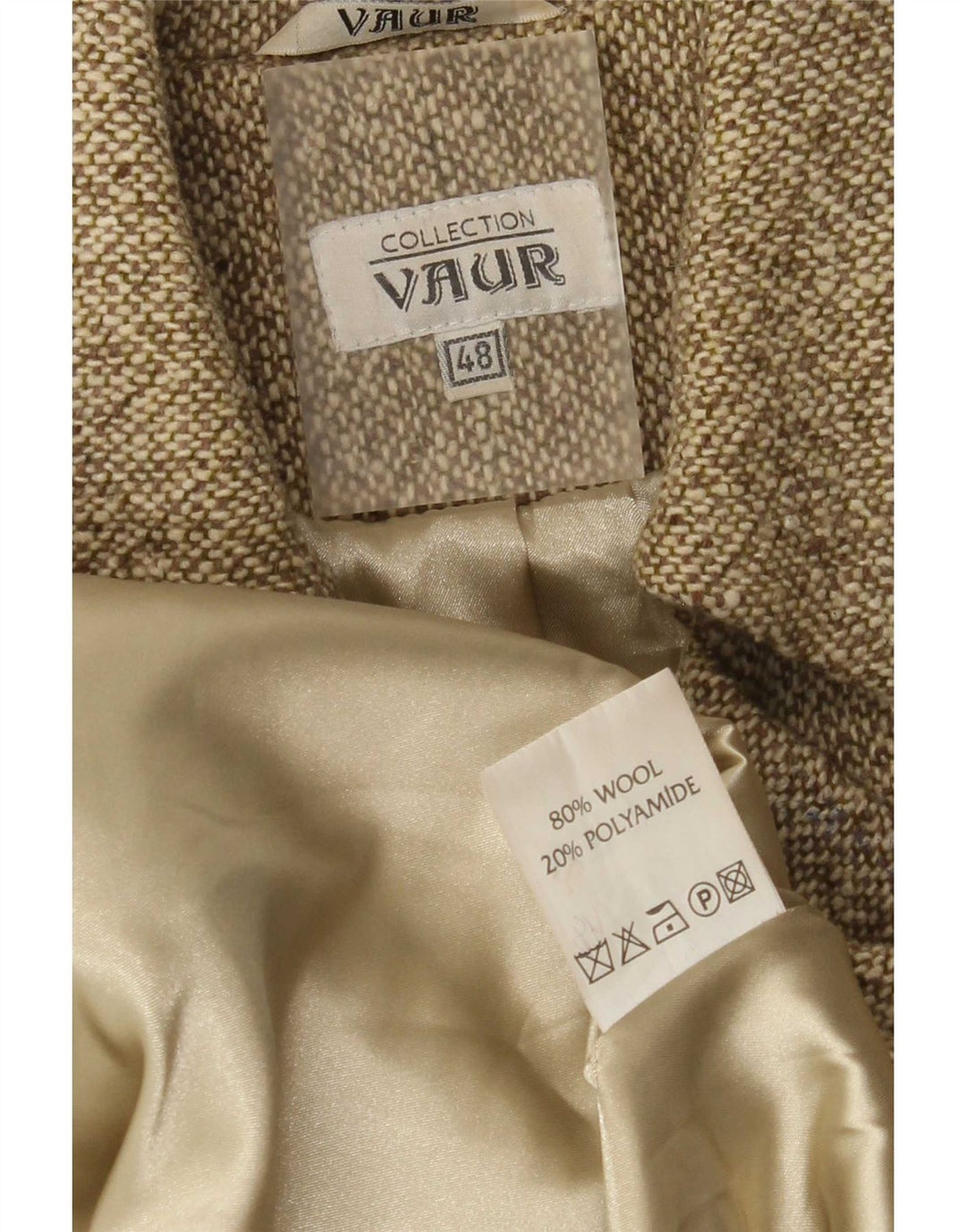 Vintage Womens Double Breasted Coat IT 48 XL Khaki Flecked Wool