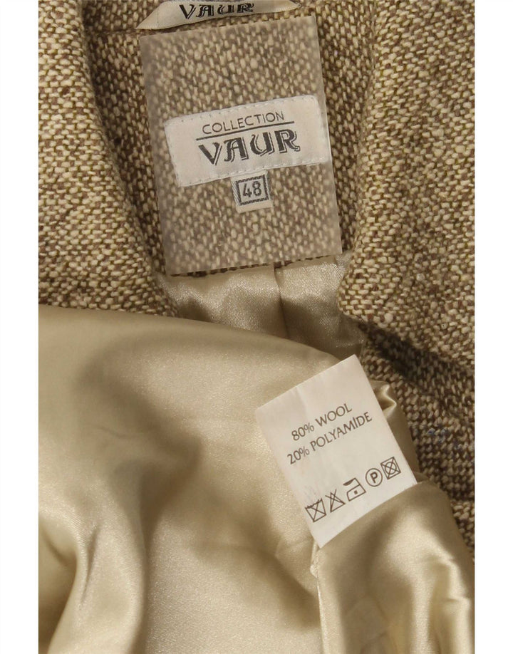 Vintage Womens Double Breasted Coat IT 48 XL Khaki Flecked Wool
