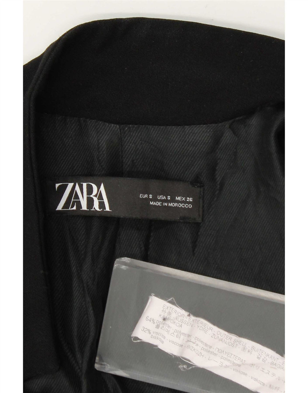 Zara Womens Longline Blazer Jacket UK 10 Small Black Polyester