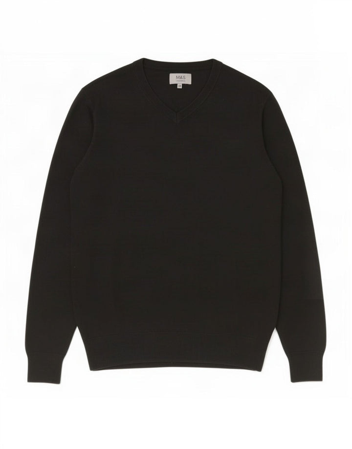 Marks & Spencer Mens V-Neck Jumper Sweater XL Black
