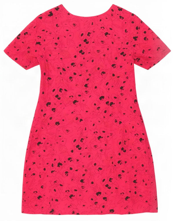 Vintage Womens A-Line Dress UK 14 Medium Pink Floral
