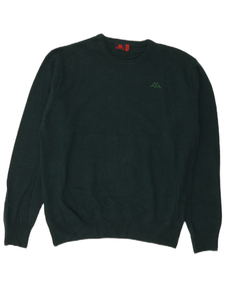 Kappa Mens Crew Neck Jumper Sweater Medium Green Lambswool