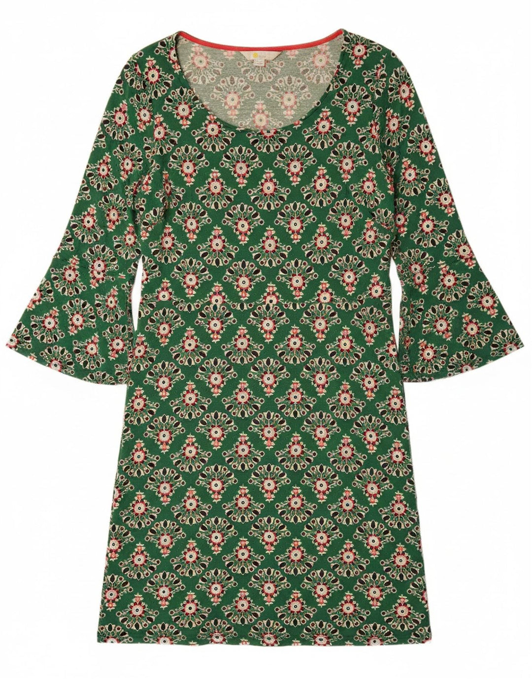 BODEN Womens 3/4 Sleeve A-Line Dress UK 14 Large  Green Floral Viscose