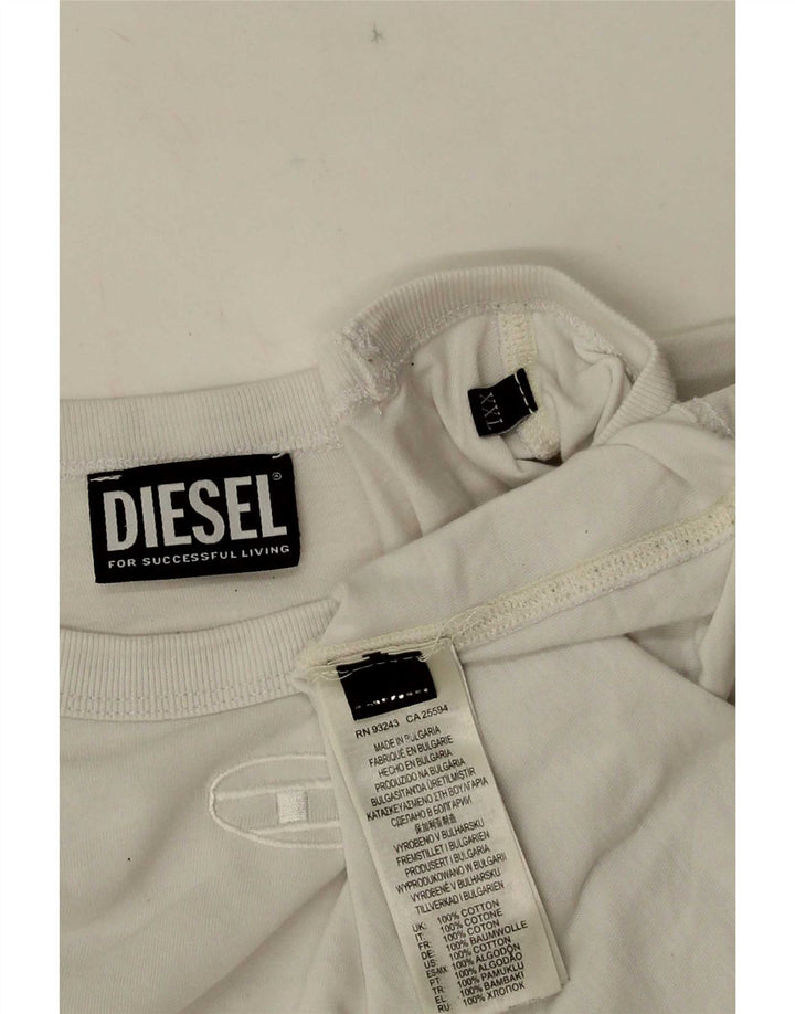 Diesel Mens Graphic Top Long Sleeve 2XL White Cotton