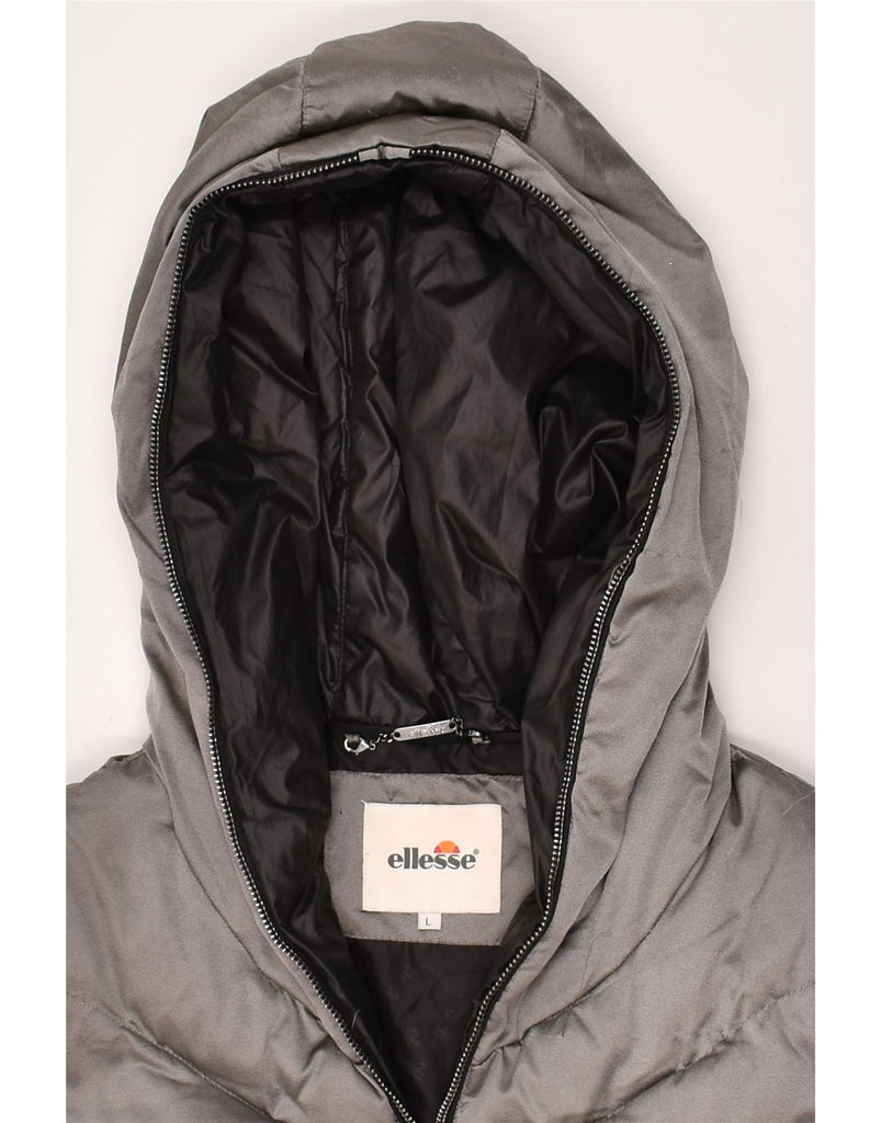 ELLESSE Womens Hooded Padded Jacket UK 16 Large Grey | Vintage Ellesse | Thrift | Second-Hand Ellesse | Used Clothing | Messina Hembry 