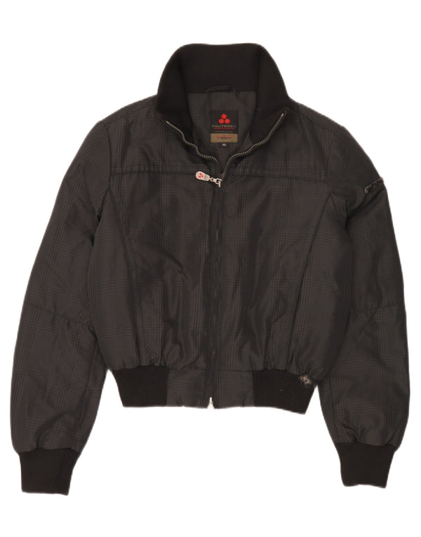 PEUTEREY Mens Bomber Padded Jacket IT 46 Small Grey Houndstooth Polyamide