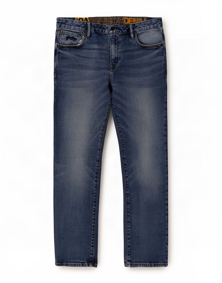 Superdry Mens Straight Jeans W34 L29 Blue Cotton