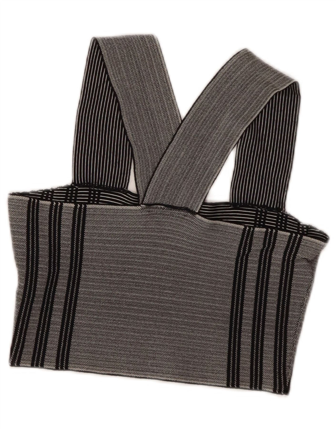 Topshop Womens Crop Halter Top UK 8 Small Grey Striped Viscose