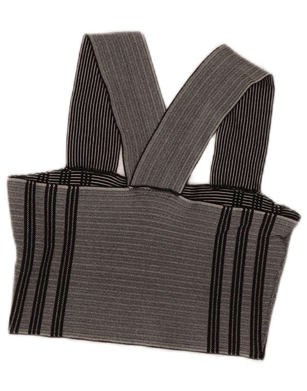 Topshop Womens Crop Halter Top UK 8 Small Grey Striped Viscose