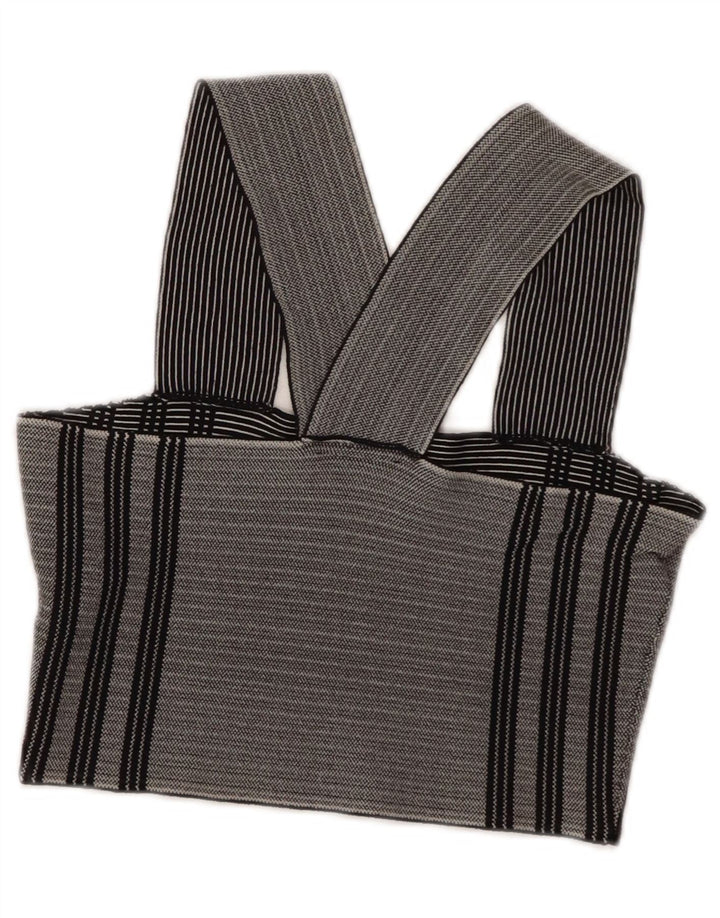 Topshop Womens Crop Halter Top UK 8 Small Grey Striped Viscose