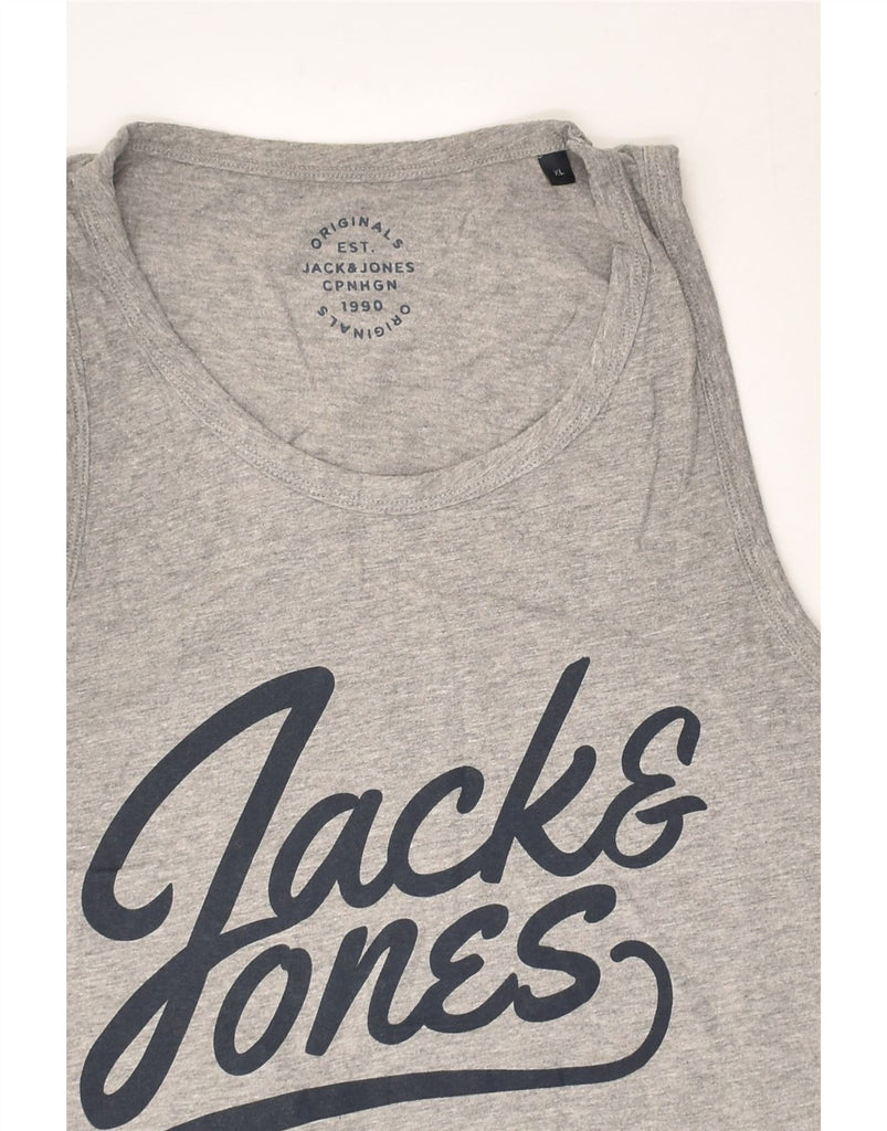 JACK & JONES Mens Graphic Vest Top XL Grey Cotton | Vintage Jack & Jones | Thrift | Second-Hand Jack & Jones | Used Clothing | Messina Hembry 