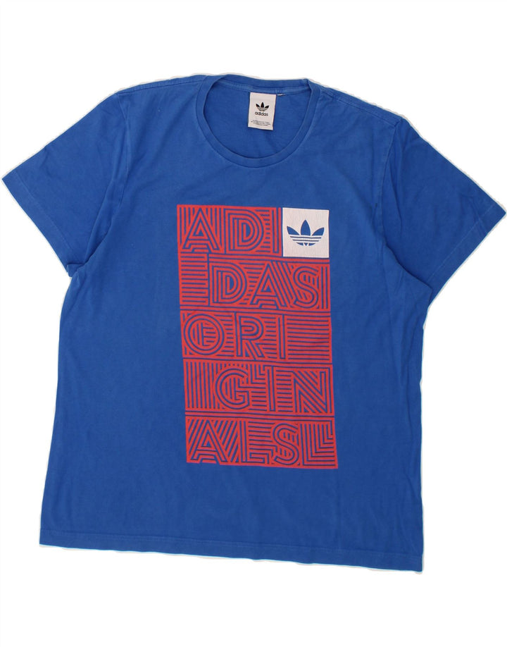 ADIDAS Mens Graphic T-Shirt Top Medium Blue Vintage Adidas and Second-Hand Adidas from Messina Hembry 