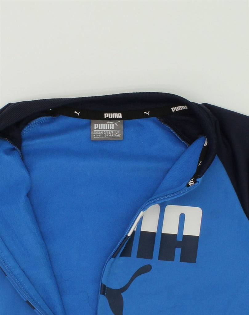 PUMA Boys Graphic Tracksuit Top Jacket 3-4 Years Blue Colourblock | Vintage Puma | Thrift | Second-Hand Puma | Used Clothing | Messina Hembry 