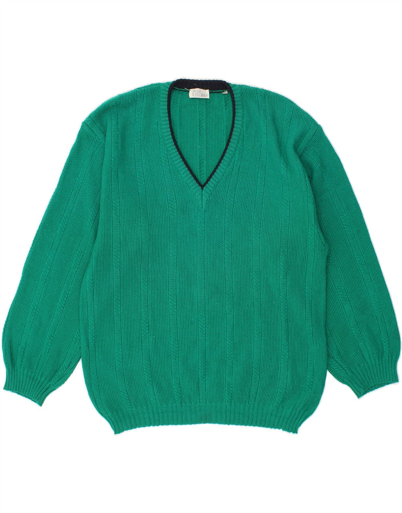 VINTAGE Mens V-Neck Jumper Sweater IT 48 Small Green Wool Vintage Vintage and Second-Hand Vintage from Messina Hembry 