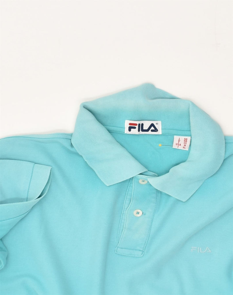 FILA Mens Polo Shirt IT 50 Medium Turquoise Cotton | Vintage Fila | Thrift | Second-Hand Fila | Used Clothing | Messina Hembry 