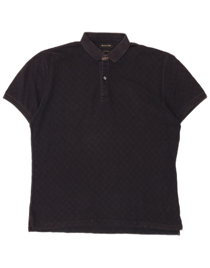 MASSIMO DUTTI Mens Polo Shirt Large Navy Blue Flecked