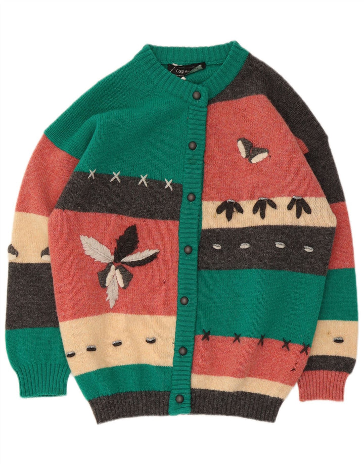 Vintage Womens Cardigan Sweater UK 10 Small Multicoloured Colourblock