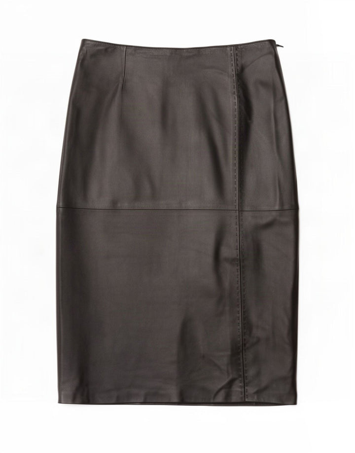 Suprema Womens Midi Leather Skirt Medium W36 Black