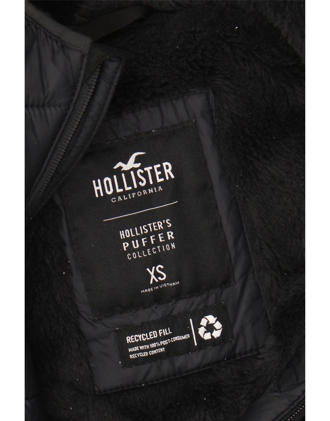HOLLISTER Mens Hooded Padded Jacket UK 34 XS Black Nylon