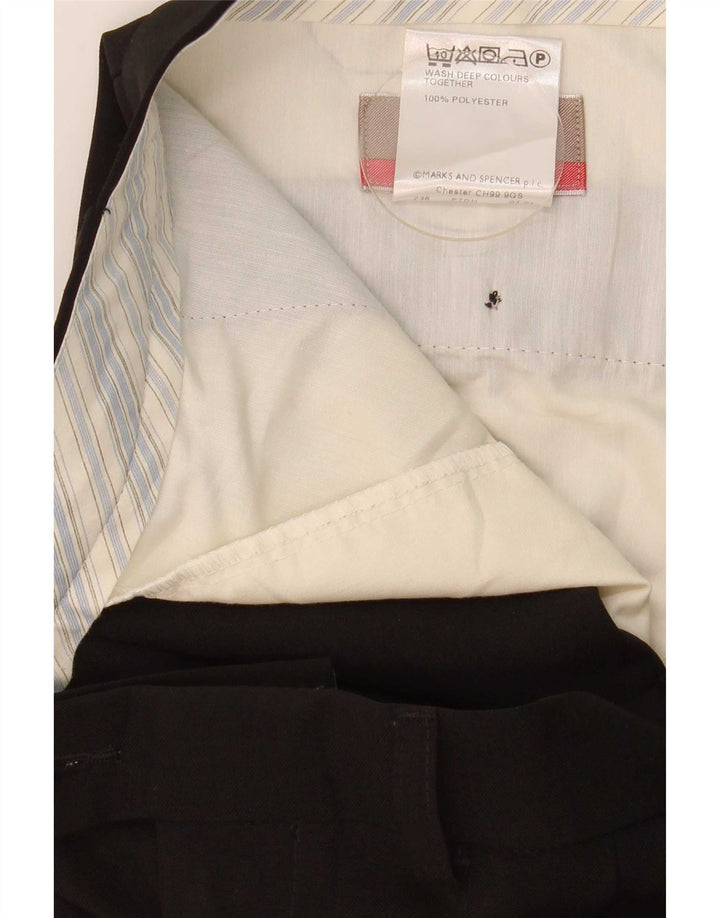 Marks & Spencer Mens Pegged Suit Trousers W38 L29 Black Polyester