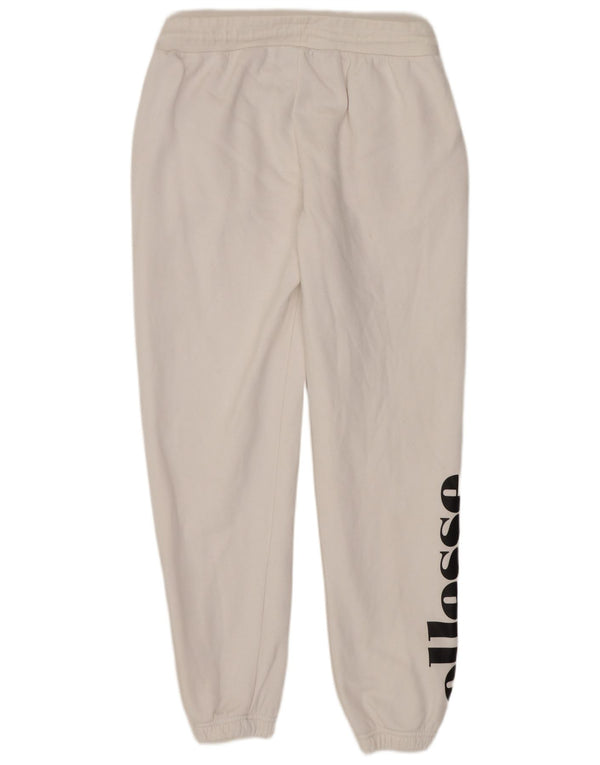Ellesse Womens Graphic Tracksuit Trousers Joggers UK 10 Small White Cotton