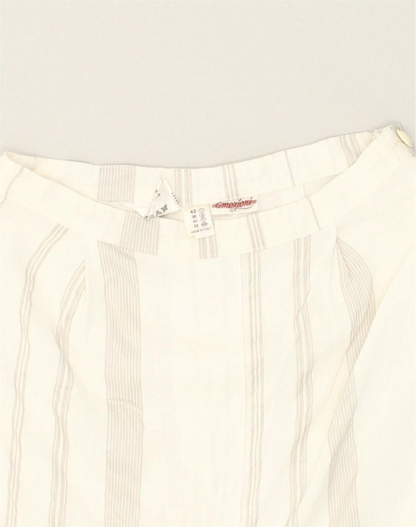 VINTAGE Womens Straight Skirt IT 42 Medium W26 White Striped Linen | Vintage Vintage | Thrift | Second-Hand Vintage | Used Clothing | Messina Hembry 