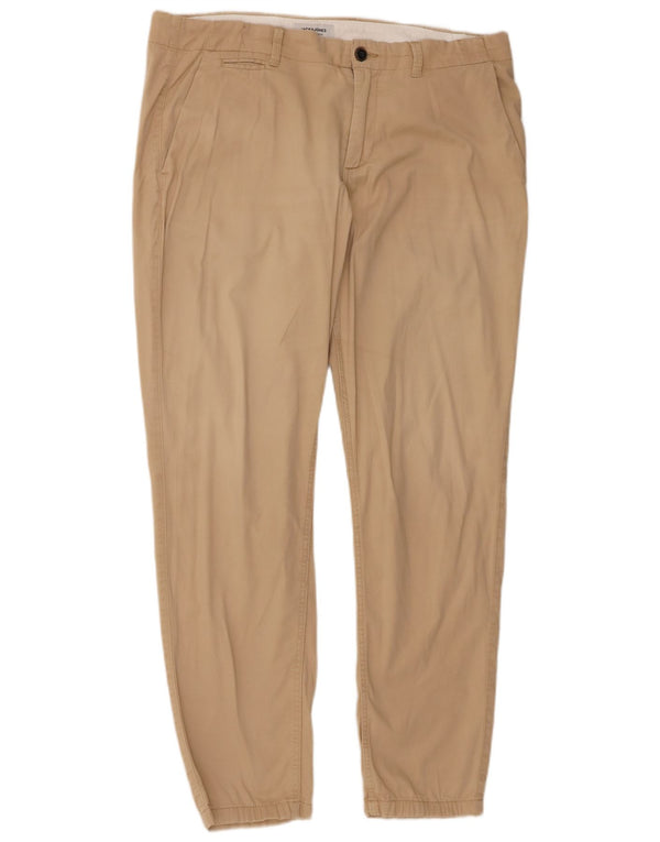 Jack & Jones Mens Joggers Chino Trousers W34 L32 Beige Cotton