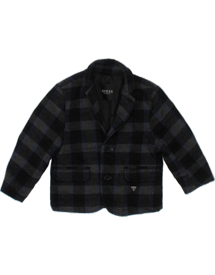 GUESS Baby Boys Overcoat 6-9 Months Navy Blue Check Vintage Guess and Second-Hand Guess from Messina Hembry 