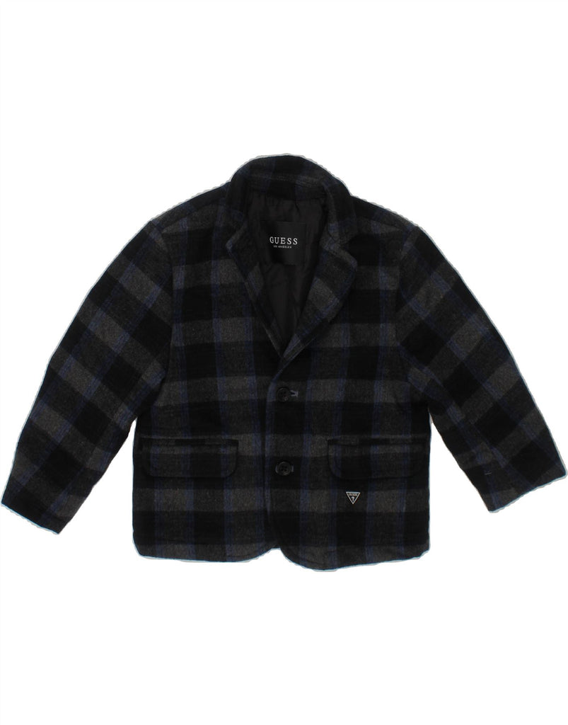 GUESS Baby Boys Overcoat 6-9 Months Navy Blue Check Vintage Guess and Second-Hand Guess from Messina Hembry 