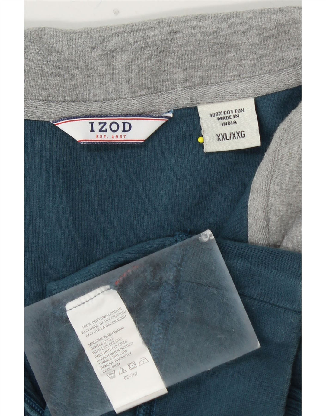 IZOD Mens Zip Neck Sweatshirt Jumper 2XL Blue Cotton