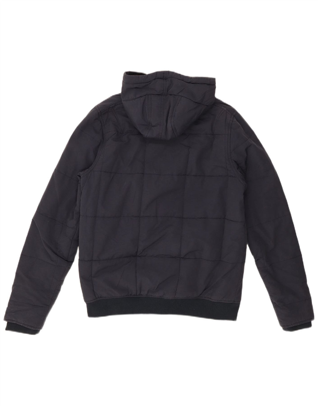 Lyle & Scott Mens Hooded Padded Jacket UK 36 Small Navy Blue Cotton