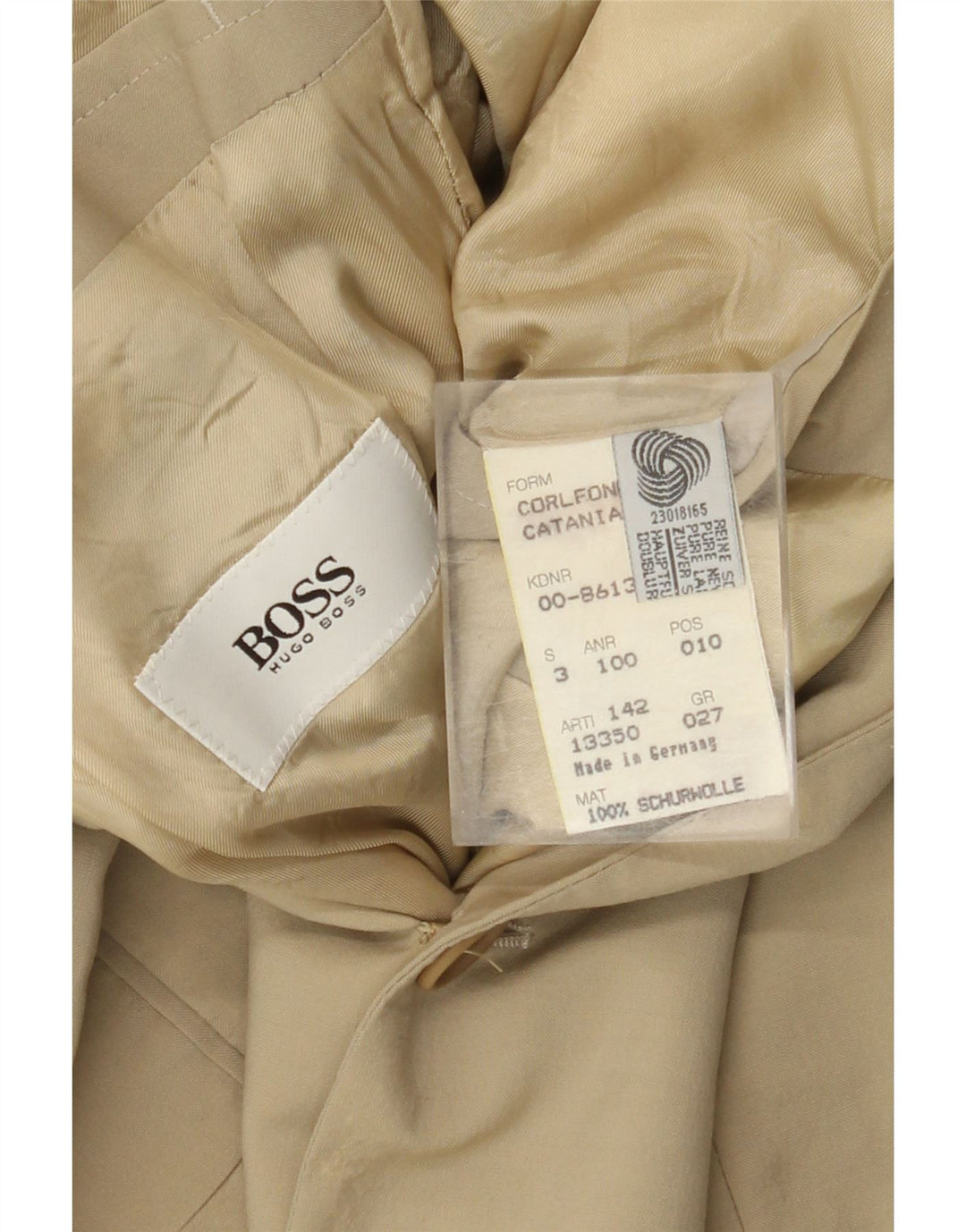HUGO BOSS Mens 2 Button Blazer Jacket UK 38 Medium Beige New Wool