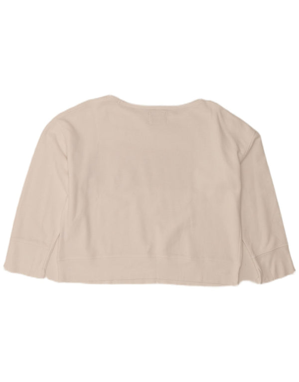 Rifle Womens Graphic Crop Sweatshirt Jumper UK 16 Large White Cotton