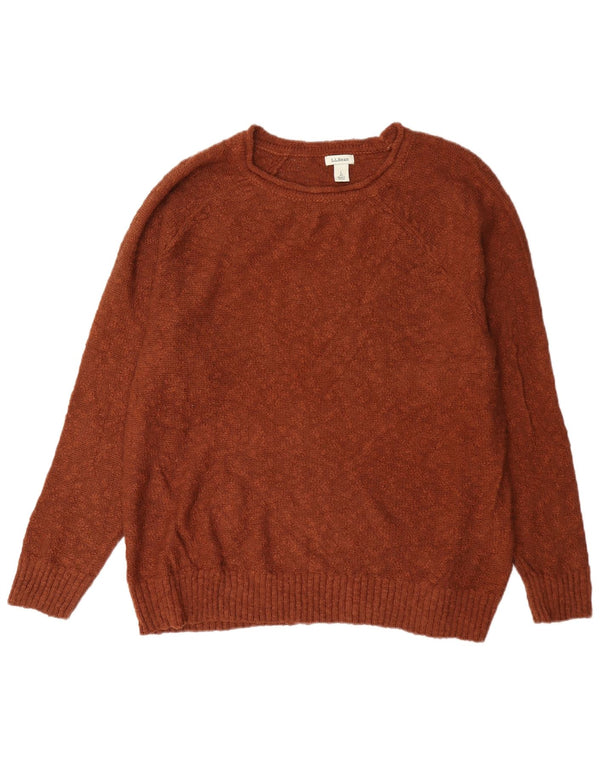 L.L.Bean Womens Boat Neck Jumper Sweater UK 16 Large Brown Cotton